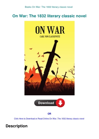 Books On War The 1832 literary classic novel