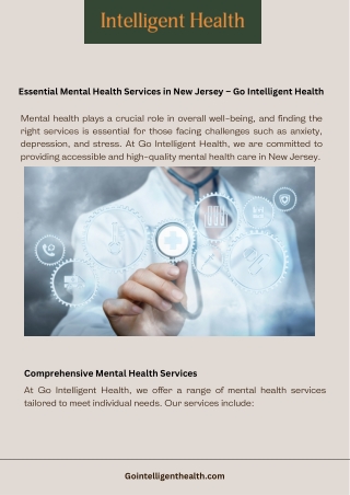 Essential Mental Health Services in New Jersey – Go Intelligent Health