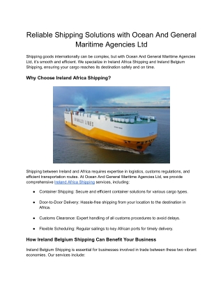 Reliable Finnlines Services to and from Ireland