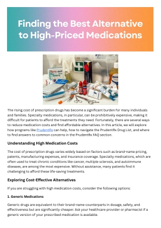 Finding the Best Alternative to High-Priced Medications