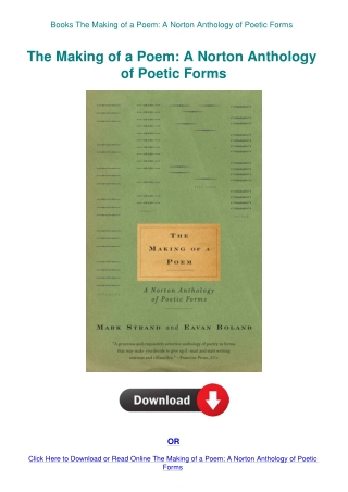 Books The Making of a Poem A Norton Anthology of Poetic Forms