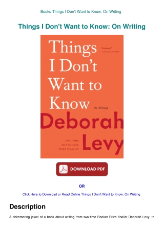 Books Things I Don't Want to Know On Writing