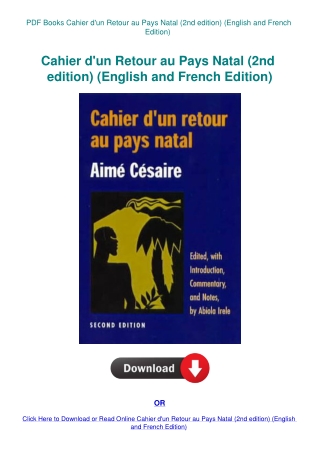 PDF Books Cahier d'un Retour au Pays Natal (2nd edition) (English and French Edition)