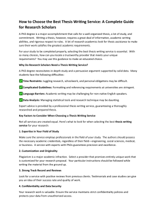 How to Choose the Best Thesis Writing Service