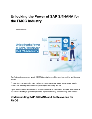 Unlocking the Power of SAP S_4HANA for the FMCG Industry