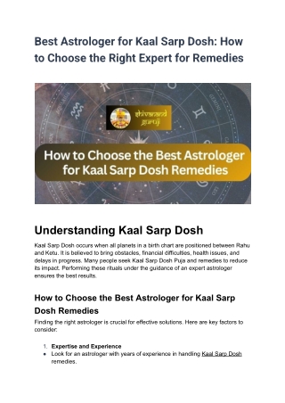Best Astrologer for Kaal Sarp Dosh