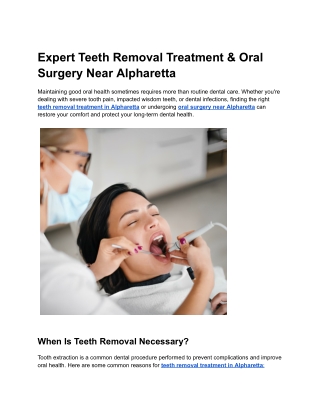 Expert Teeth Removal Treatment & Oral Surgery Near Alpharetta