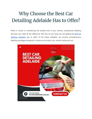 Why Choose the Best Car Detailing Adelaide Has to Offer
