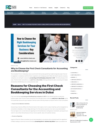 Why to Choose the First Check Consultants for Accounting and Bookkeeping