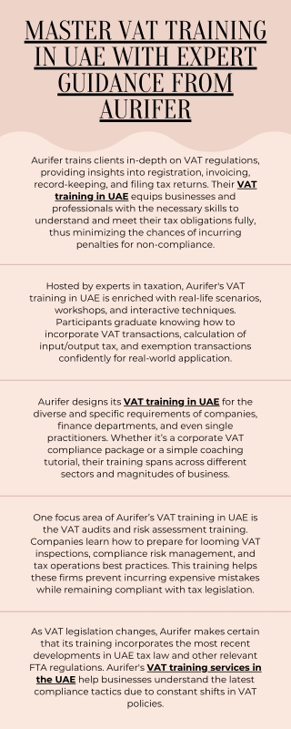 Master VAT Training in UAE with Expert Guidance from Aurifer