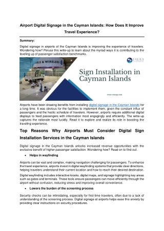 Airport Digital Signage in the Cayman Islands How Does It Improve Travel Experience.docx