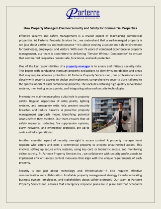 How Property Managers Oversee Security and Safety for Commercial Properties