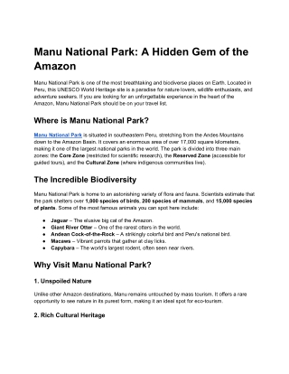Manu National Park_ A Hidden Gem of the Amazon