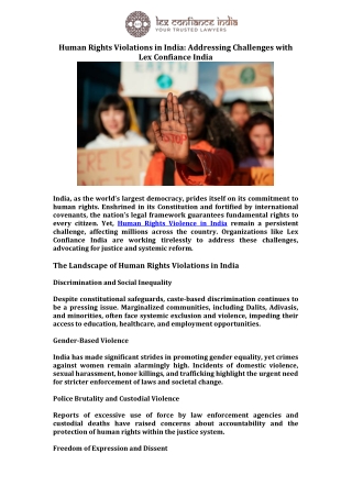 Human Rights Violations in India Addressing Challenges with Lex Confiance India