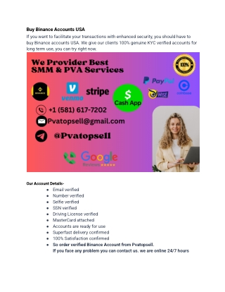 Best USA,Uk,Buy Binance Accounts USA