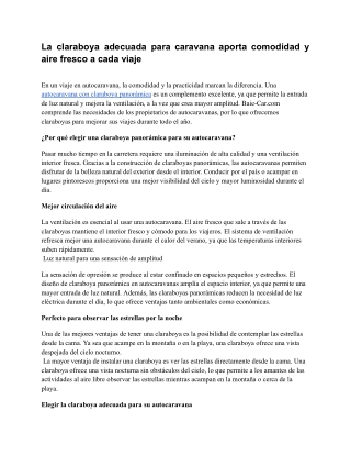 La claraboya adecuada para caravana aporta comodidad y aire fresco a cada viaje