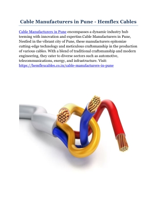 Cable Manufacturers in Pune