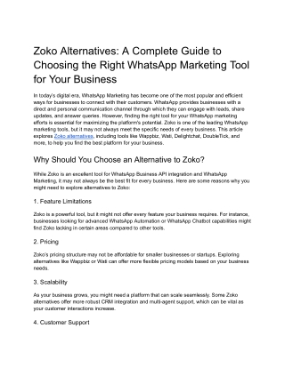 Zoko Alternatives_ A Complete Guide to Choosing the Right WhatsApp Marketing Tool for Your Business