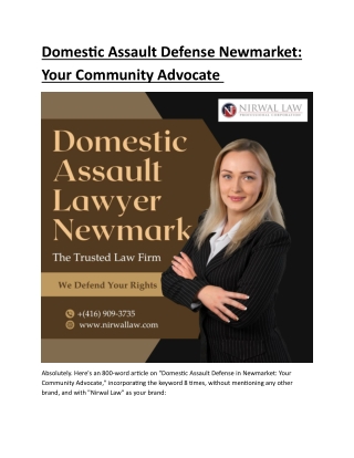 Domestic Assault Defense Newmarket Your Community Advocate