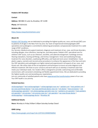 Pediatric ENT Brooklyn