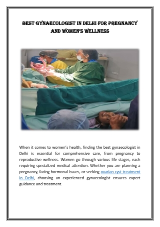 Best Gynaecologist in Delhi for Pregnancy and Women’s Wellness