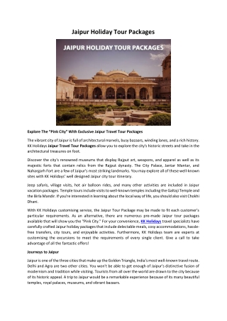 Jaipur Holiday Tour Packages
