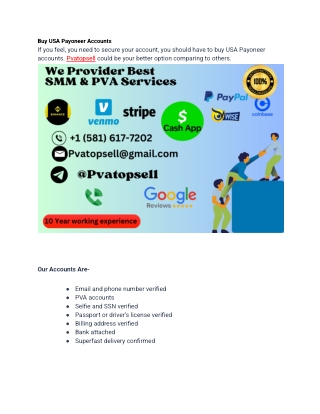 Best site to Buy USA Payoneer Accounts in 2025