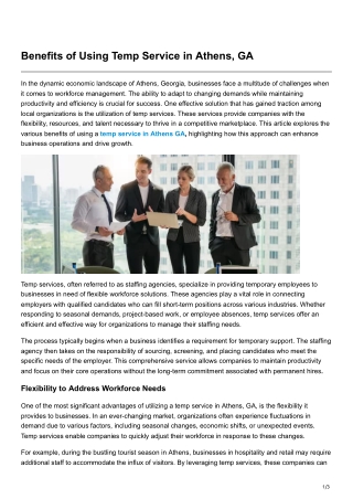 Benefits of Using Temp Service in Athens, GA