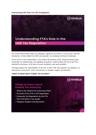 Understanding FTA’s Role in the UAE Tax Regulation - Nimbus