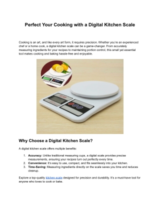 Perfect Your Cooking with a Digital Kitchen Scale