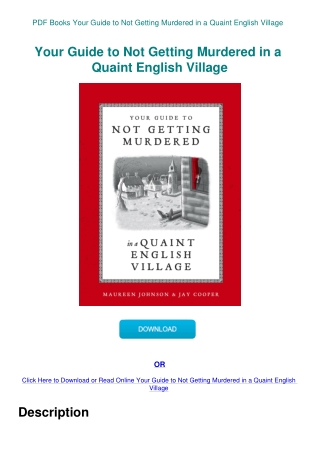PDF Books Your Guide to Not Getting Murdered in a Quaint English Village