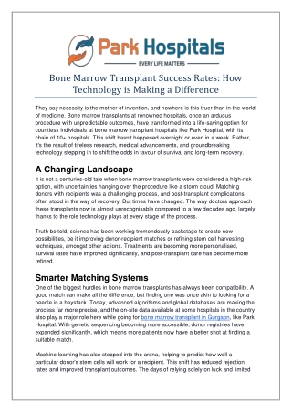 Bone Marrow Transplant Success Rates How Technology is Making a Difference