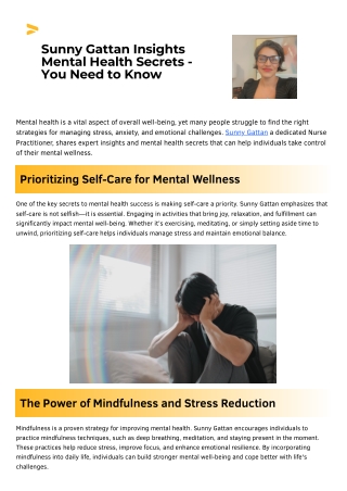 Sunny Gattan Insights Mental Health Secrets - You Need to Know