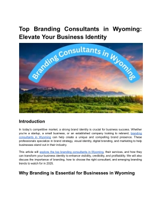 Top Branding Consultants in Wyoming_ Elevate Your Business Identity