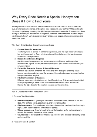 Why Every Bride Needs a Special Honeymoon Dress & How to Find Yours