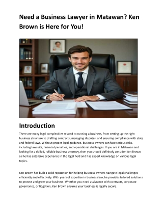Need a Business Lawyer in Matawan? Ken Brown is Here for You!
