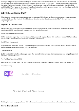 Choose Social Cali: Your Trusted Partner in Digital Marketing Success