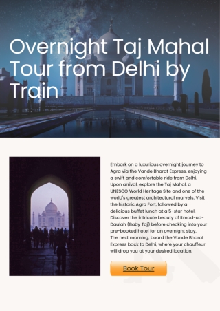 Overnight Taj Mahal Tour from Delhi by Train