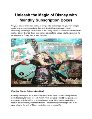 Unleash the Magic of Disney with Monthly Subscription Boxes