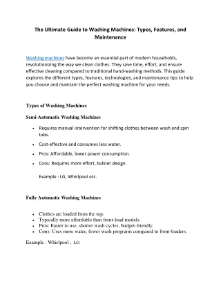 The Ultimate Guide to Washing Machines
