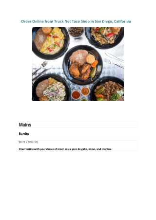 Order Online from Truck Net Taco Shop in San Diego, California