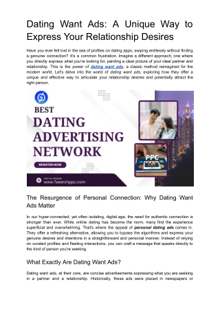 Dating Want Ads: A Unique Way to Express Your Relationship Desires