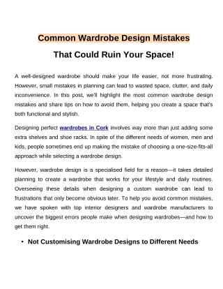 Common Wardrobe Design Mistakes That Could Ruin Your Space!