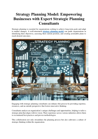 Strategy Planning Model Empowering Businesses with Expert Strategic Planning Consultants