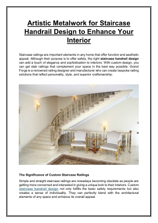 Artistic Metalwork for Staircase Handrail Design to Enhance Your Interior