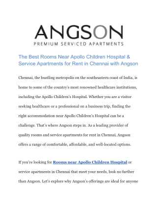 Serviced Apartments in Chennai for Monthly Rental