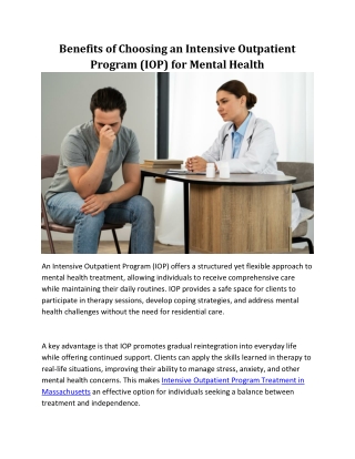 Benefits of Choosing an Intensive Outpatient Program (IOP) for Mental Health