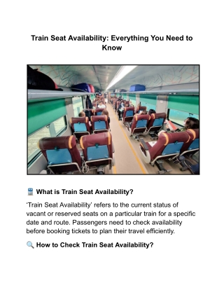 Train Seat Availability: Everything You Need to Know