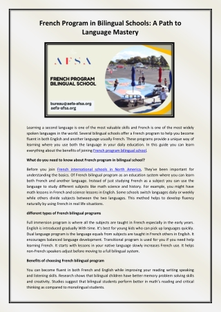 French program bilingual school