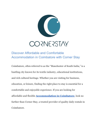 Fully Furnished Service Apartments in Coimbatore